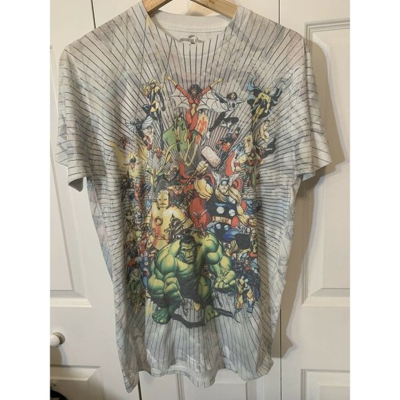 Vtg Universal Studios‎ Men’s Sz M Marvel Universe Hulk Thor Spider Man T-Shirt - Picture 3 of 12